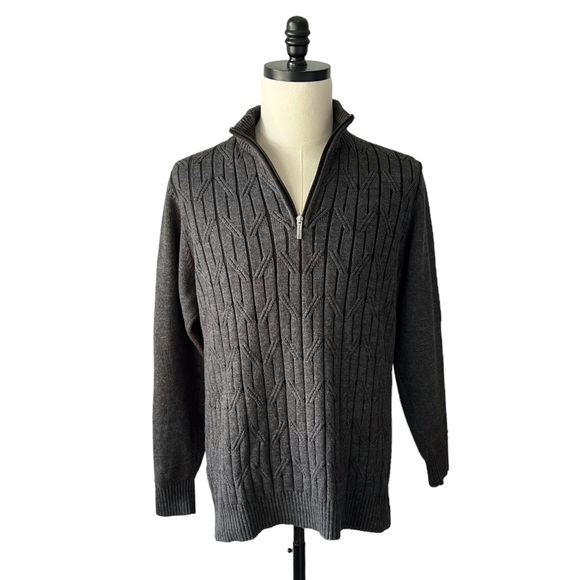 Tommy Bahama Deep Sea Half Zip in Charcoal Grey BlackLARGE